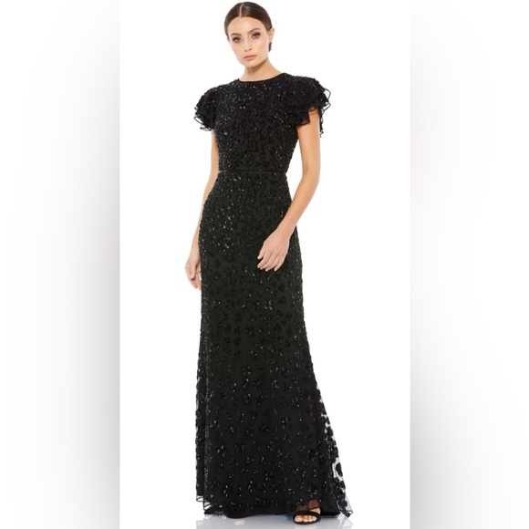 MAC DUGGAL, PETITE EMBELLISHED CAP SLEEVE GOWN. - Picture 2 of 16